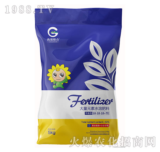 聚谷氨酸+小分子碳-平衡型大量元素水溶肥18-18-18+TE-高晟聯合