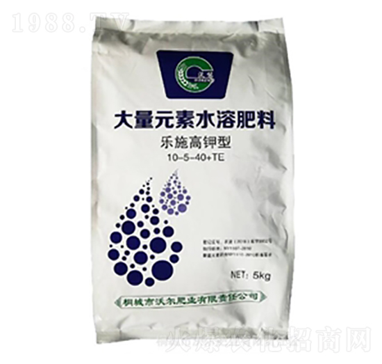 5kg樂施高鉀型大量元素水溶肥10-5-40+TE-沃爾肥業(yè)