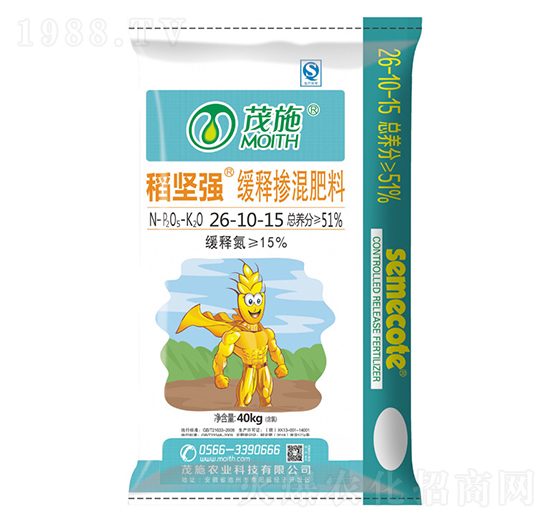 水稻專用緩釋摻混肥料26-10-15-稻堅強(qiáng)-茂施