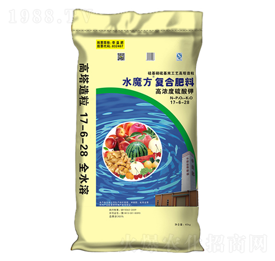 全水溶硅基硝硫基復(fù)合肥料17-6-28-水魔方-帝益肥