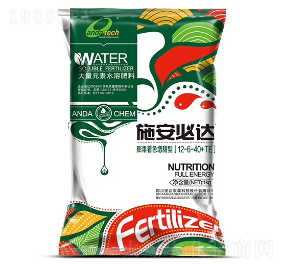 1kg大量元素水溶肥料12-6-40+TE-施安必達-安達農(nóng)森