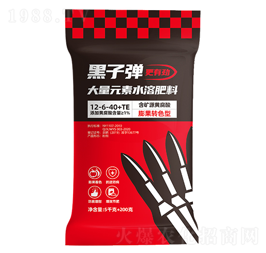 膨果轉(zhuǎn)色型大量元素水溶肥料12-6-10+TE-黑子彈-五易生