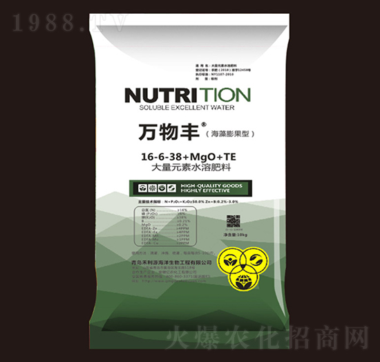 海藻膨果型大量元素水溶肥料16-6-38+MgO+TE-萬物豐-方護作物