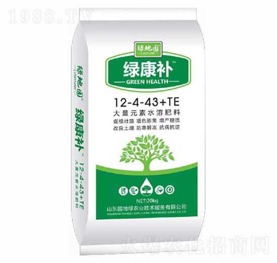 大量元素水溶肥料12-4-43+TE-綠康補(bǔ)-綠地園