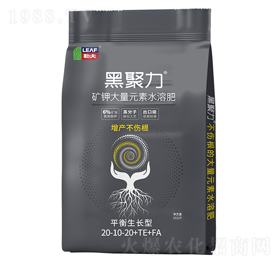 平衡生長型礦鉀大量元素水溶肥20-10-20+TE+FA-黑聚力-勒夫